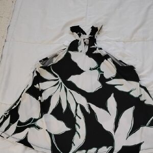 Lane Bryant Black, White, and Green Patterned Top